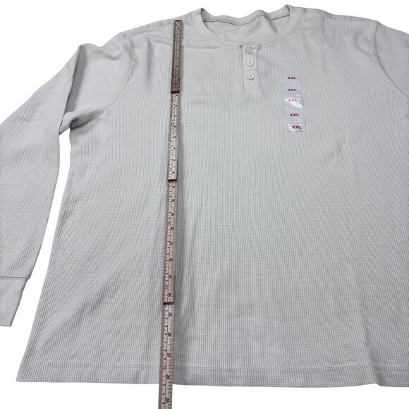 Old Navy Cream Waffle-Knit Henley Shirt XXL 60% Cotton 40% Polyester Long Sleeve - Picture 7 of 11